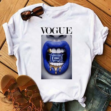 Tricou Blue Diamond Lips Vogue