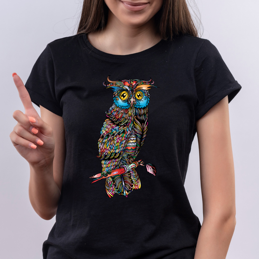 Tricou Negru Colored Owl